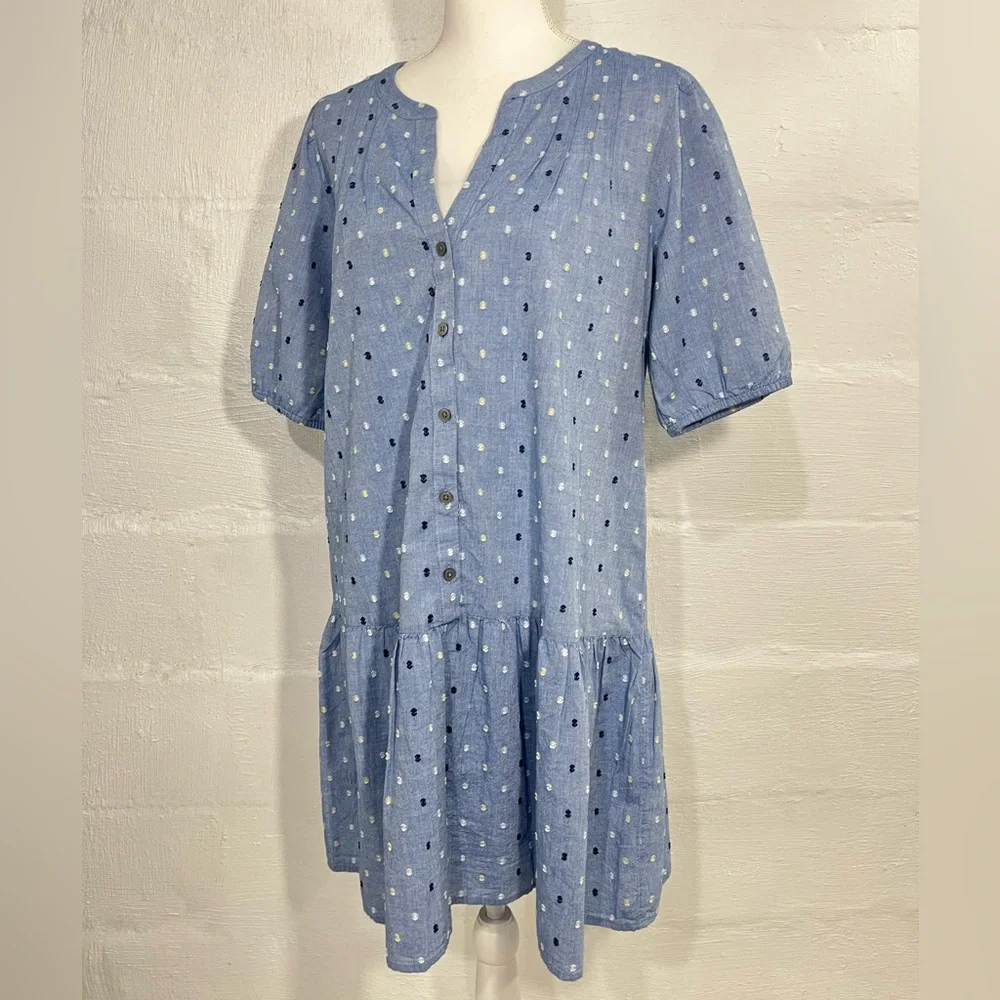 LOFT CLIP CHAMBRAY TIERED SWING DRESS NEW WITH TAG (a310) - Picture 13 of 14